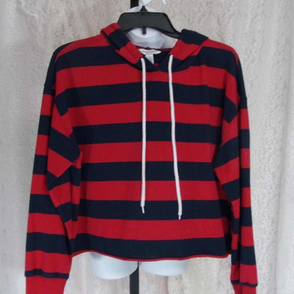 Arizona Red Navy Blue Stripped Hoodie Size L